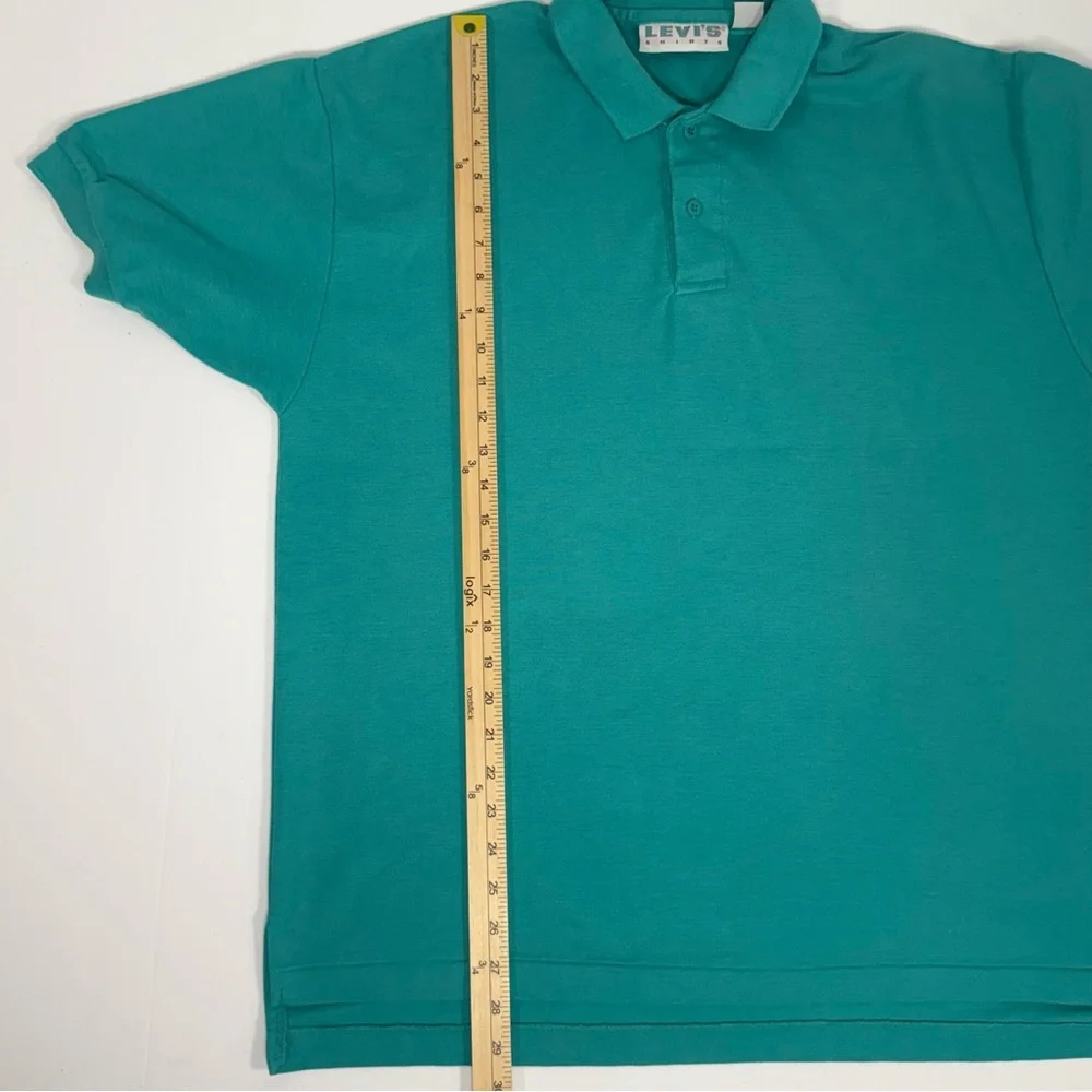 Vintage Oversized Levi's Teal Knit Short Sleeve Polo Shirt Size XL Extra Large
